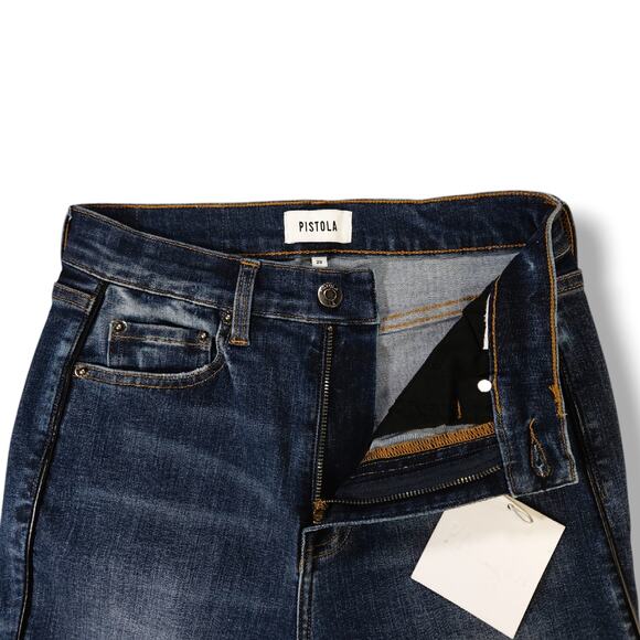 Pistola Aline High Rise Skinny Ankle Jeans Leather Piping Dark Wash NWT 26x27 - Picture 6 of 11